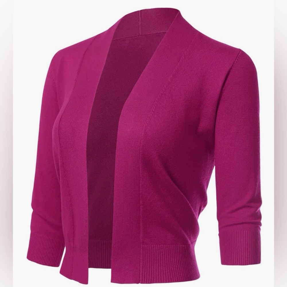 Women’s Open-Front Magenta Cardigan Sweater